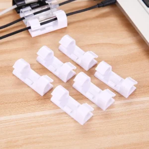 plastic cable clips – strong adhesive wire organizer for home, office & car (20 pcs)