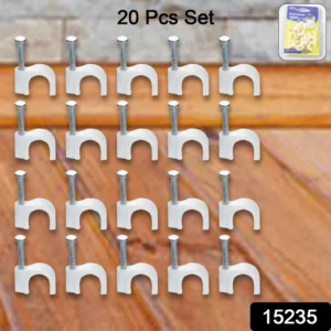 wire wall clips, plastic cable clips round wire pins with steel nail (20 pcs set) 40sh