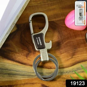 premium metal keychain carabiner clip hook with dual key rings (1 pc) 70